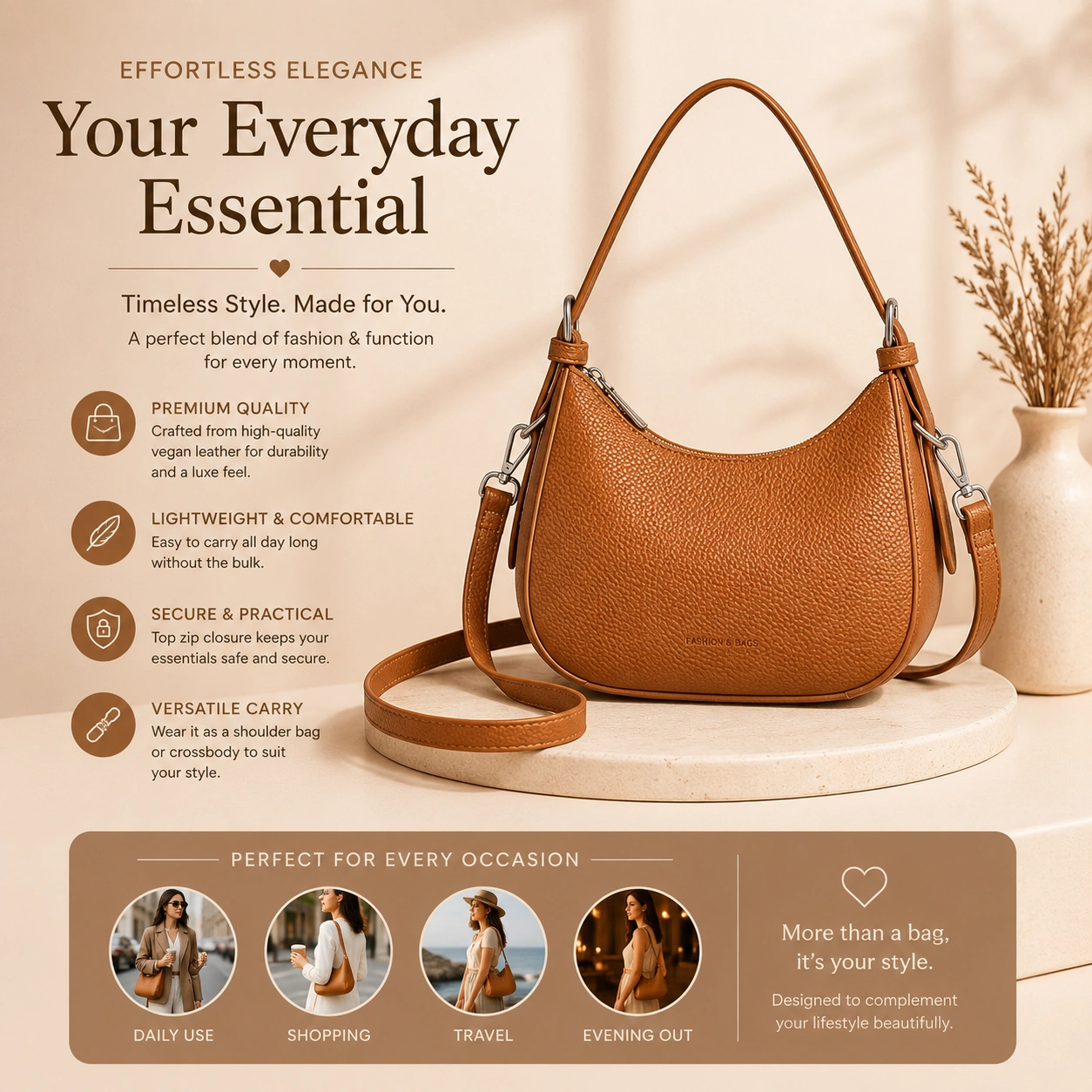 Premium Women's Leather Shoulder Bag
