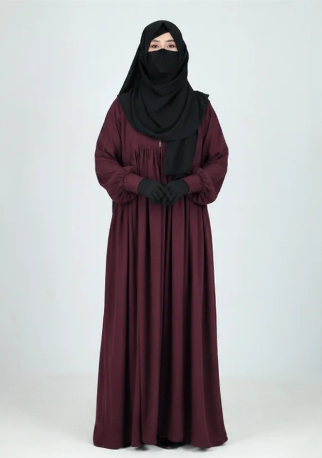 Luxury Wine Embroidered Butterfly Abaya for Women – Premium Modest Islamic Wear