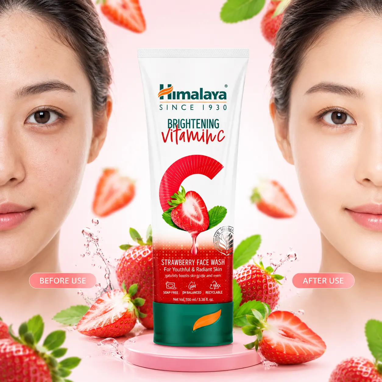Himalaya Brightening Vitamin C Strawberry Face Wash - 100ml