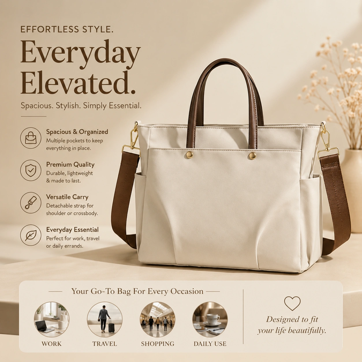 Premium Waterproof Canvas Tote Bag for Women