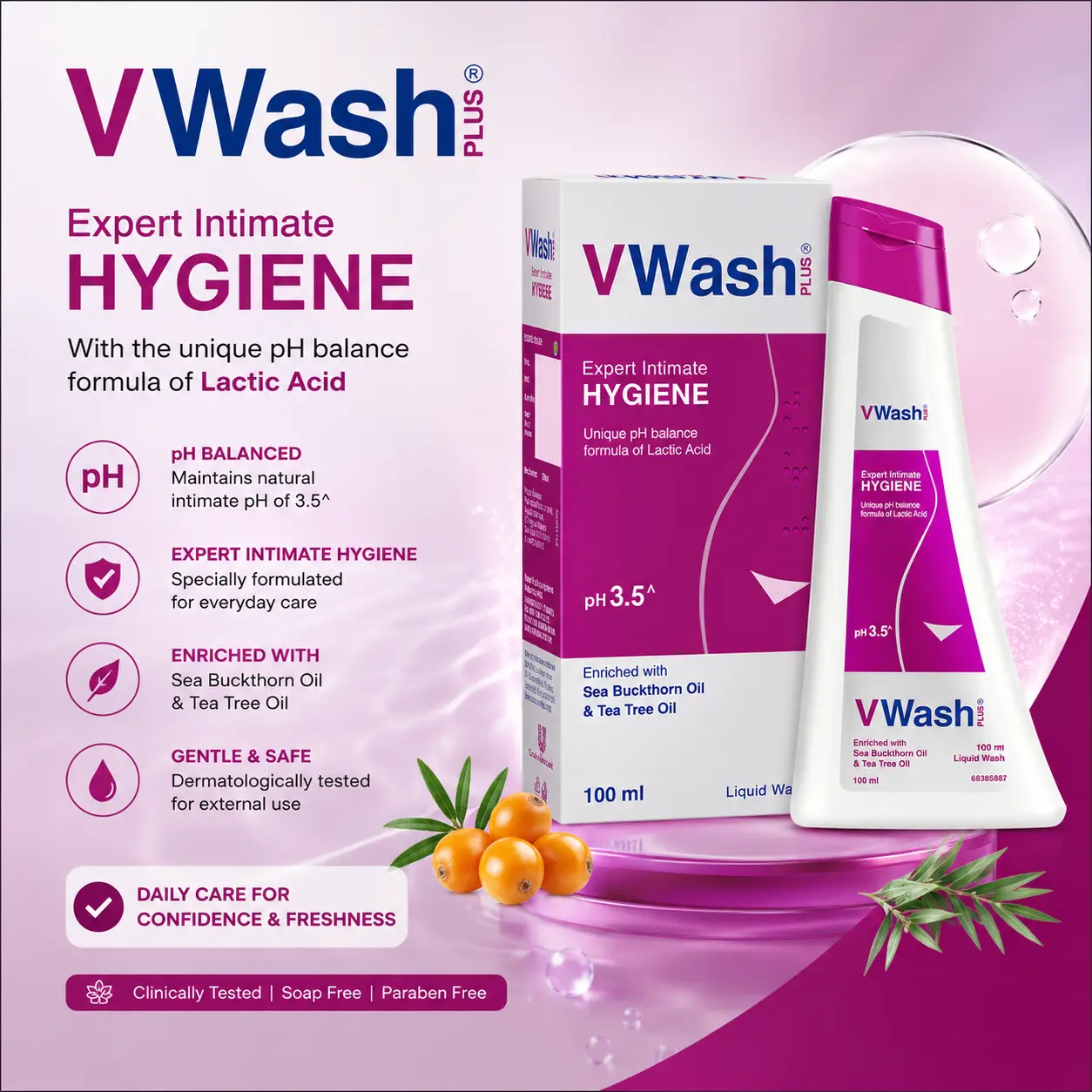 VWash Plus Expert Intimate Hygiene Liquid Wash for Women - 100ml