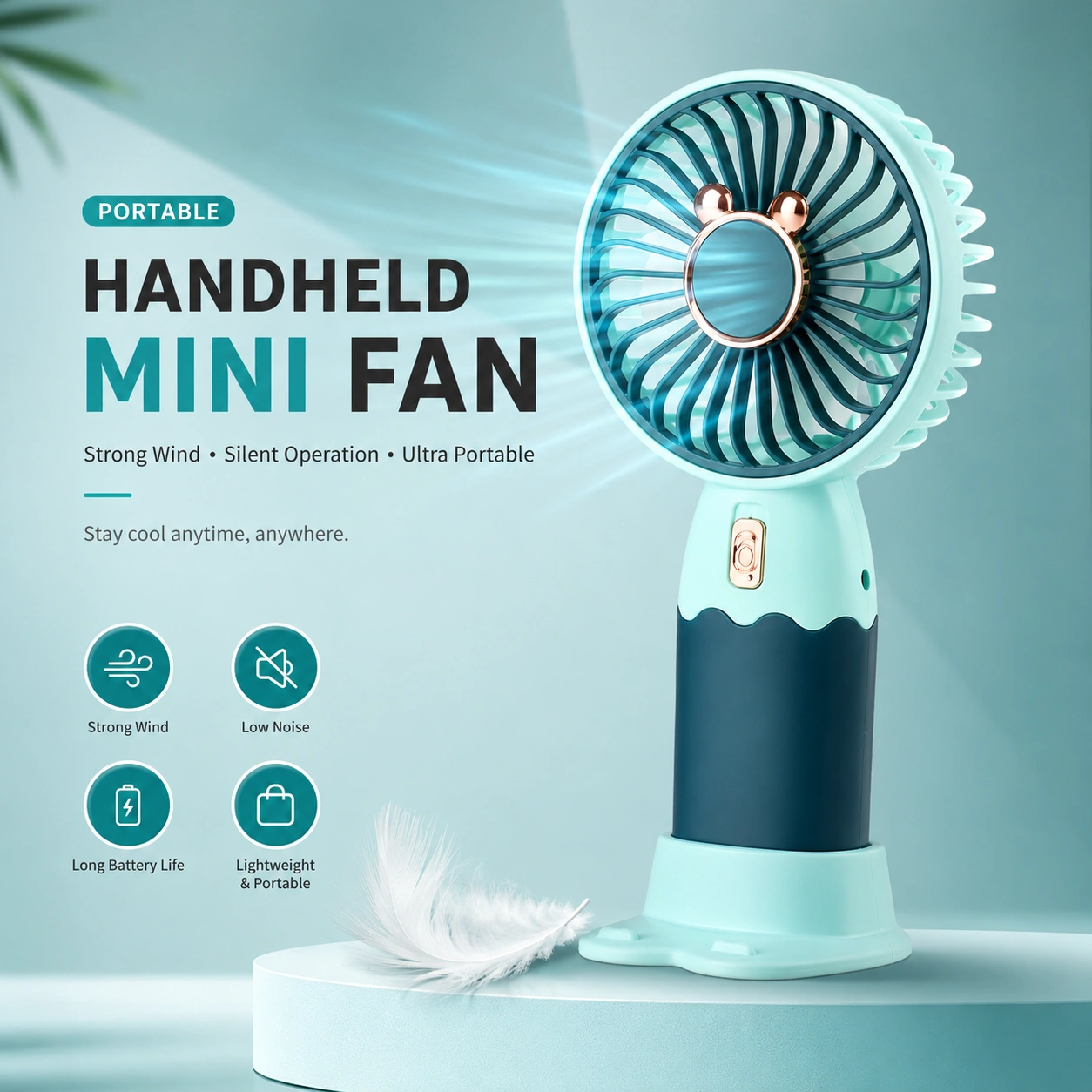 Arctic Breeze Pro Rechargeable Handheld Mini Fan – Ultra Silent Portable Cooling Fan