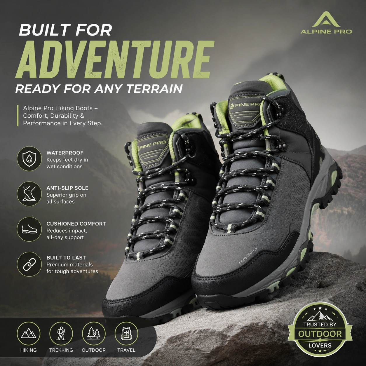 Alpine Pro TerraShield Waterproof Hiking Boots